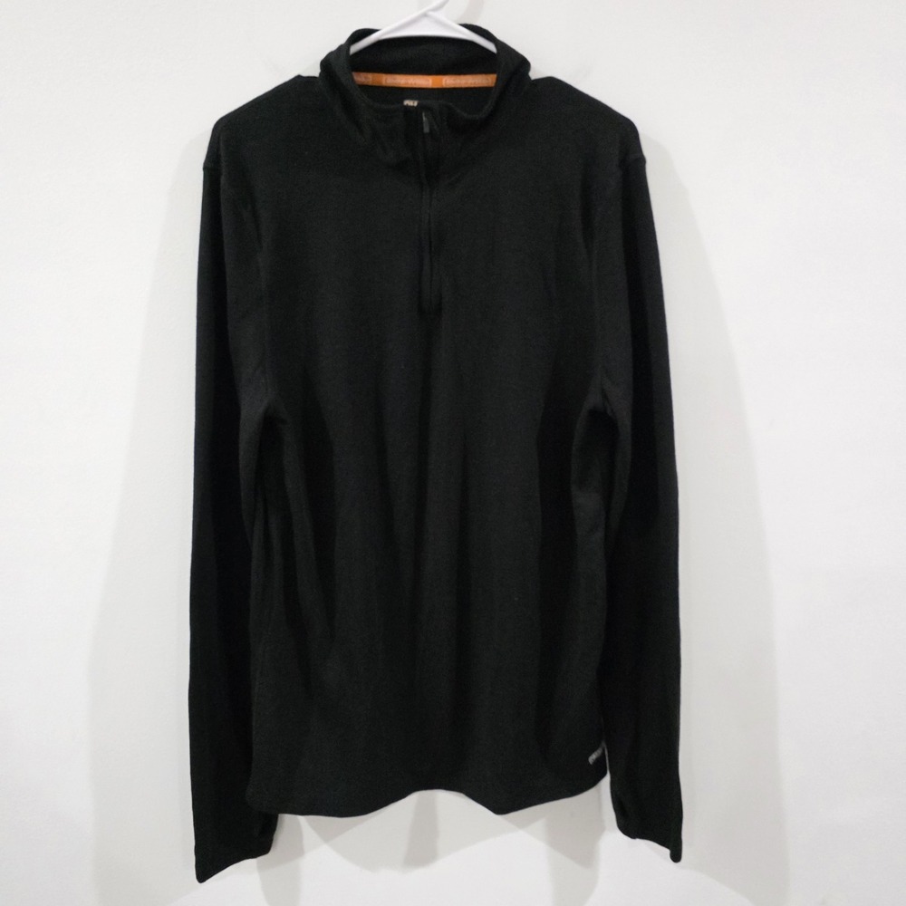 Omni Wool Mens Wool Blend Base Layer‎ Quarter Zip Size Large Black Granola